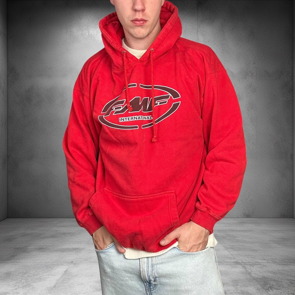 Vintage FMF International Red Hoodie Y2K Motocross Skater Streetwear XL